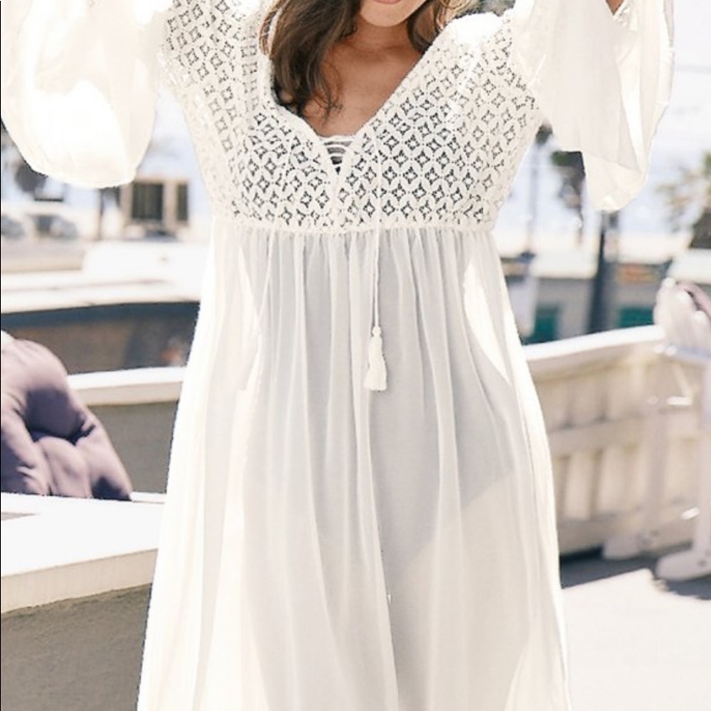 Flare Sleeve Chiffon Cover Up